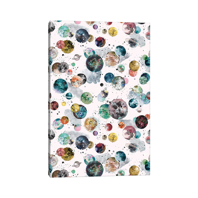 Cosmic Space Planets And Stars Multicoloured - Wrapped Canvas Painting, 101.6 cm H x 66.04 cm W x 1.91 cm D