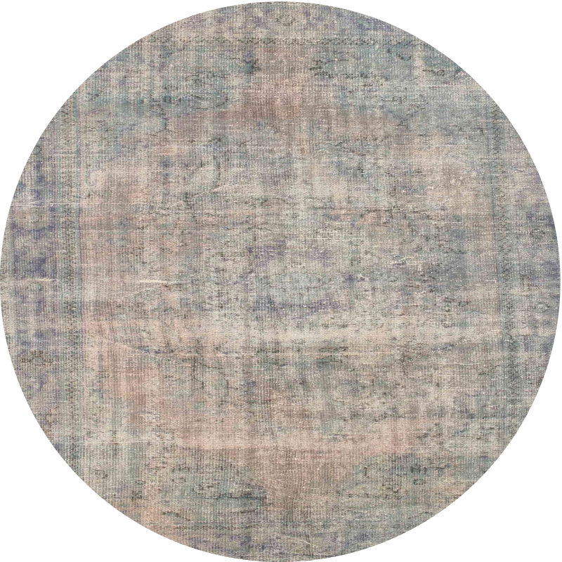 Tapis beige/gris contemporain, Rond 8 pi