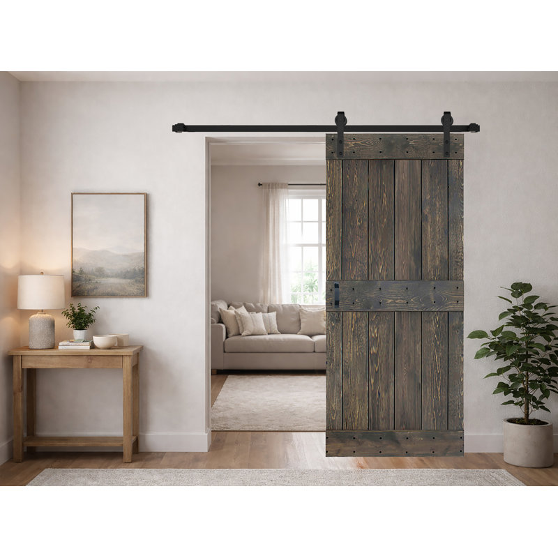 Porte de grange coulissante de couleur H avec assemblage de quincaillerie requis, Gris, 24"  x 84"