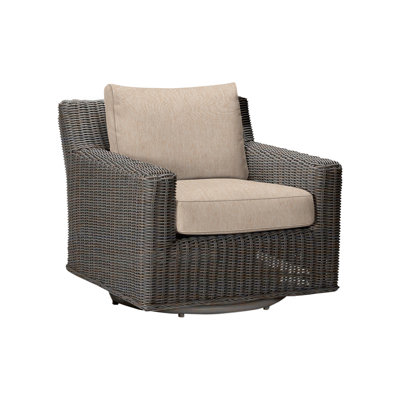Rustic Swivel Patio Chair with Cushions