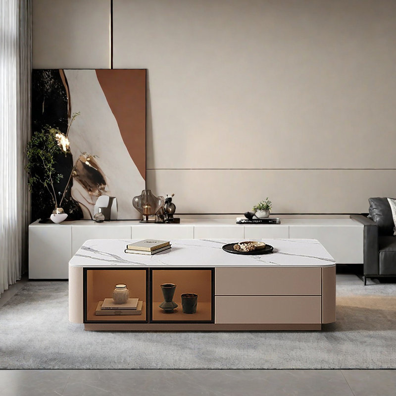 Light luxury floor-standing coffee table, 15.74" H x 51.18" L x 23.62" W