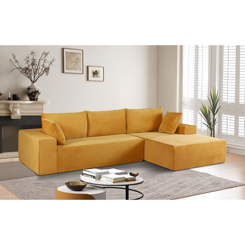 Canapé modulaire convertible en velours côtelé CozyForm, canapé confortable moderne avec rembourrage en mousse, canapé-lit modulaire confortable pour le salon, la chambre à coucher, aucun assemblage requis - Orienté vers la droite