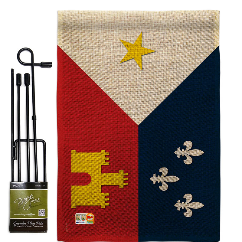 Acadiana centres d’intérêt fleur de lys, impressions de polyester de 2 côtés 19 po x 13 po ensemble de drapeau