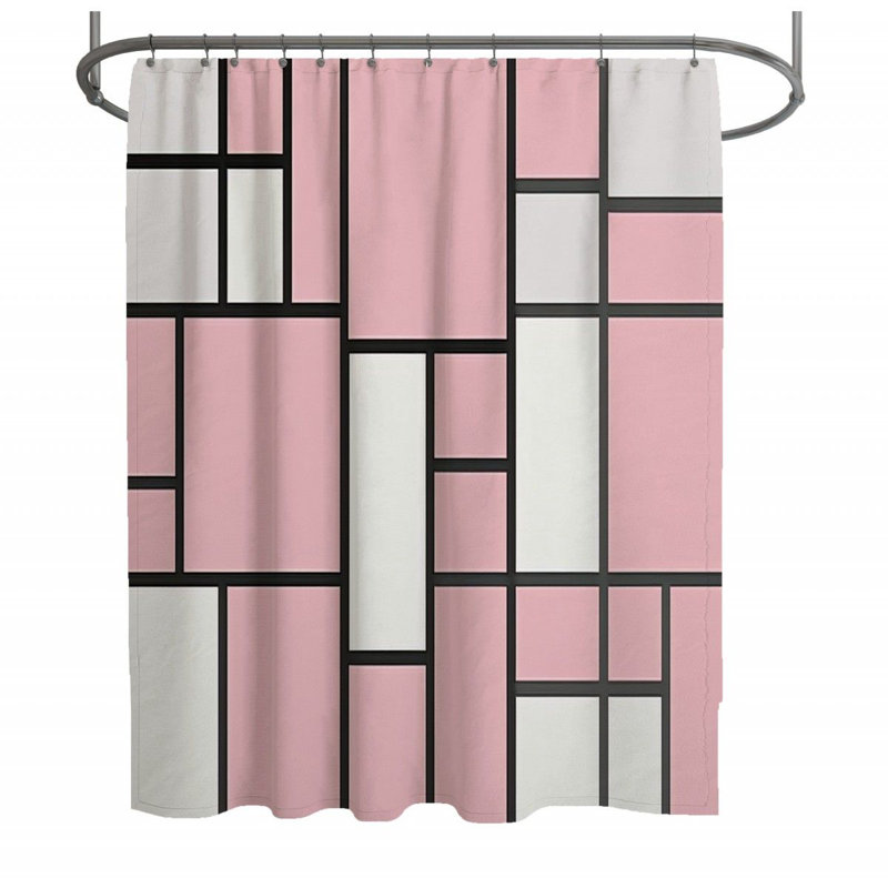 Rideau de douche Mondrian - décor de salle de bain moderne, H 93 po x l 70 po
