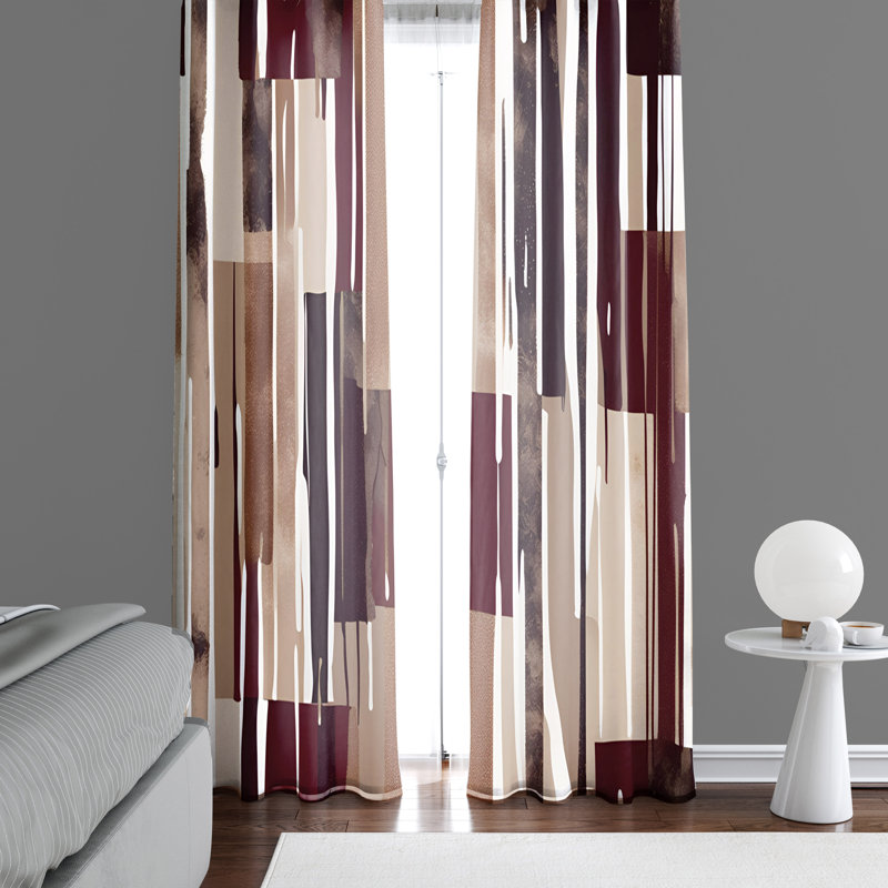 Paire de rideaux semi-transparents en polyester Ehlaam, L 56 po x L 78 po