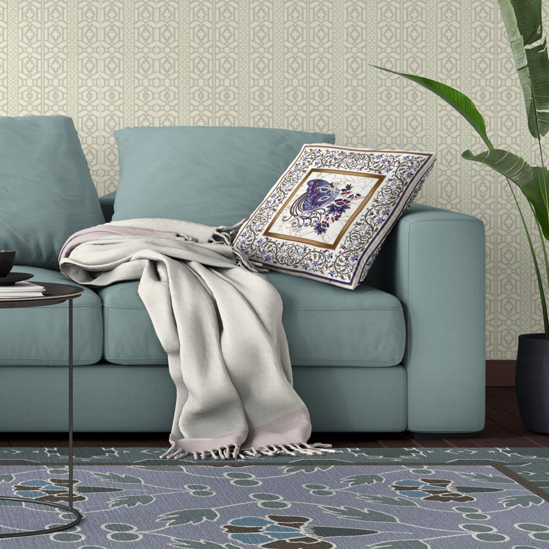 Harmony Haven  Square Throw Pillow, Blue/Brown, 26"H x 26"W