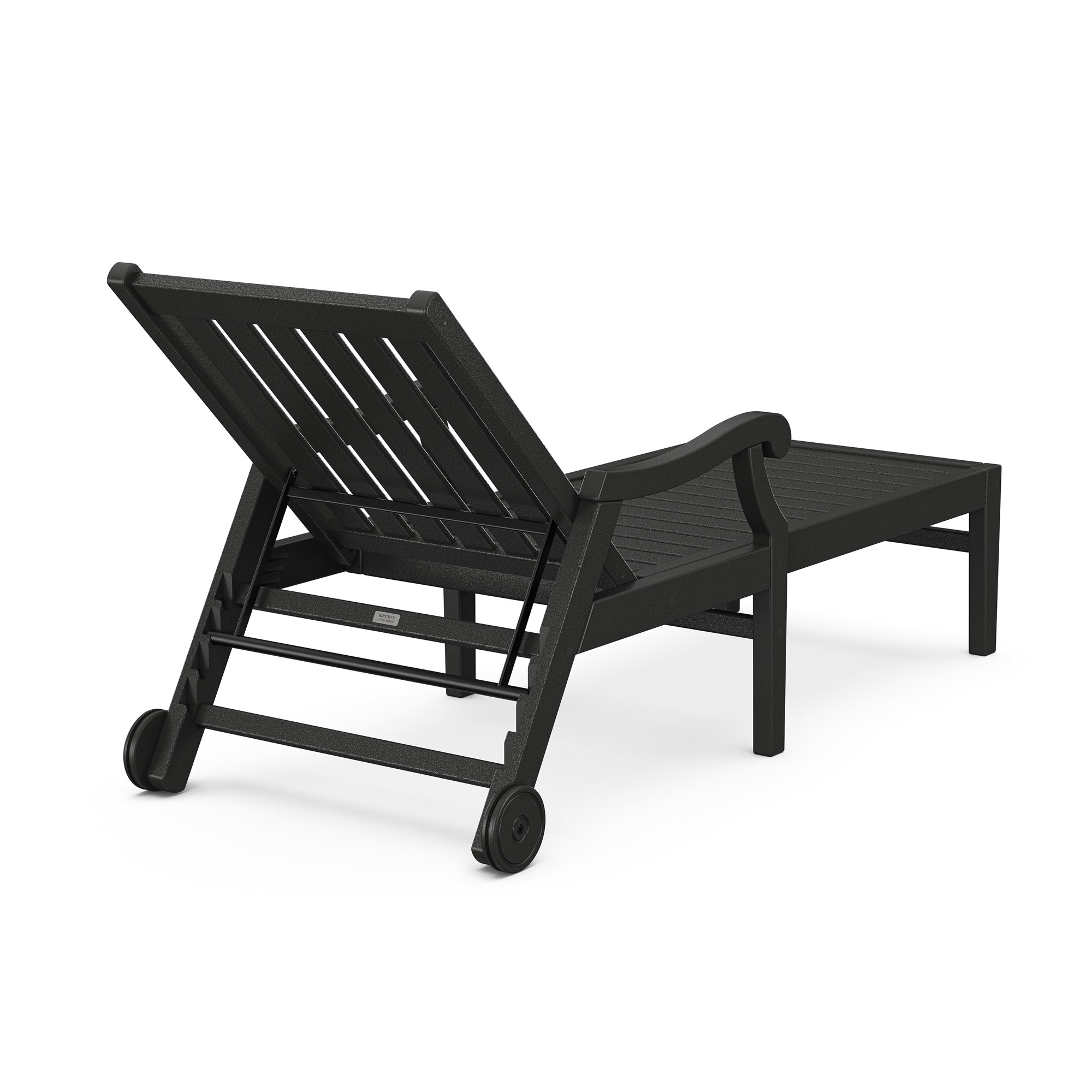 POLYWOOD x Birch Lane Verlyn Chaise with Arms and Wheels, Black