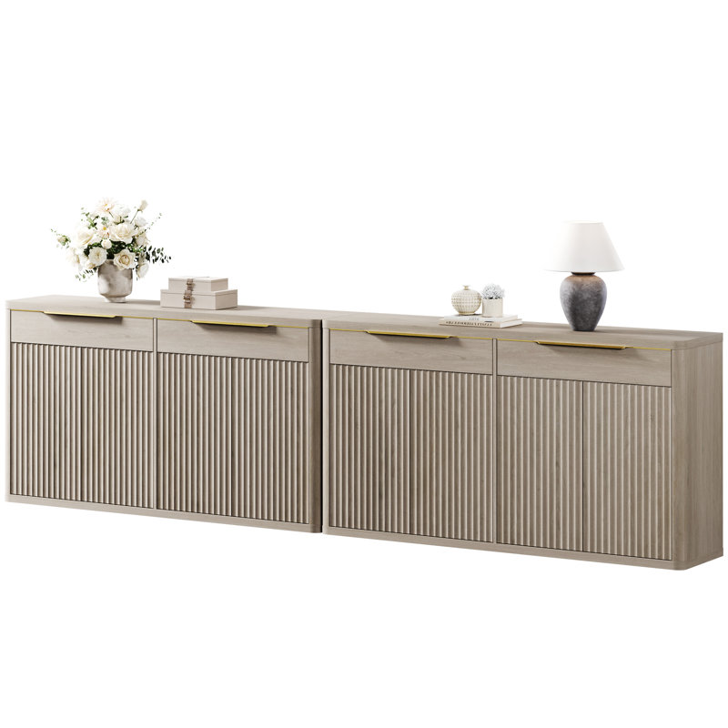 Cesiro 66.34'' Sideboard With 4 Doors And 2 Drawers, Light Oak