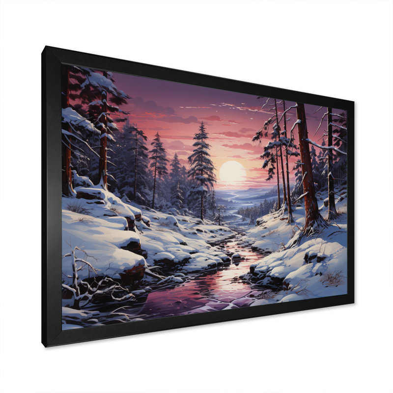 «Pine Tree Winters Magic III» sur toile, H 16 po x l 32 po x P 1 po, Cadre photo noir