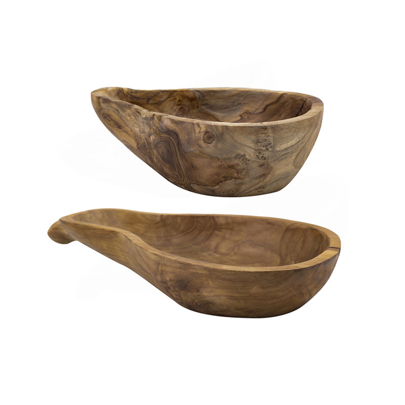 S/2 Teak Gourd Bowl