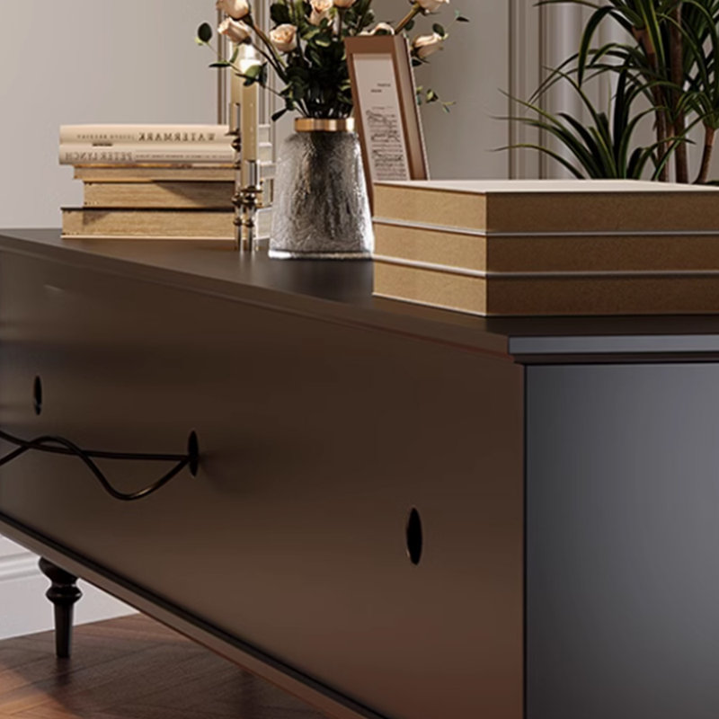 Meuble télé en bois franc français à conception simple, 86.61"