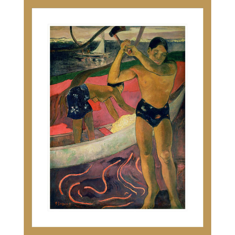 «The man with an hache» par Paul Gauguin - Impression sur toile encadrée, H 29,5 po x l 23,5 po