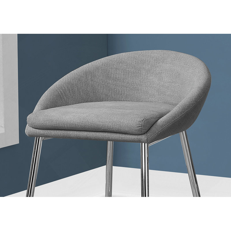 Tabouret de bar, ensemble de 2, hauteur comptoir, cuisine, métal chromé, tissu gris, contemporain, moderne
