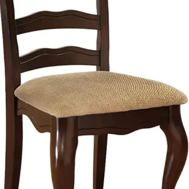 Ensemble de table de salle à manger 7 pièces Viny avec 6 chaises en tissu, bois de noyer foncé Viny