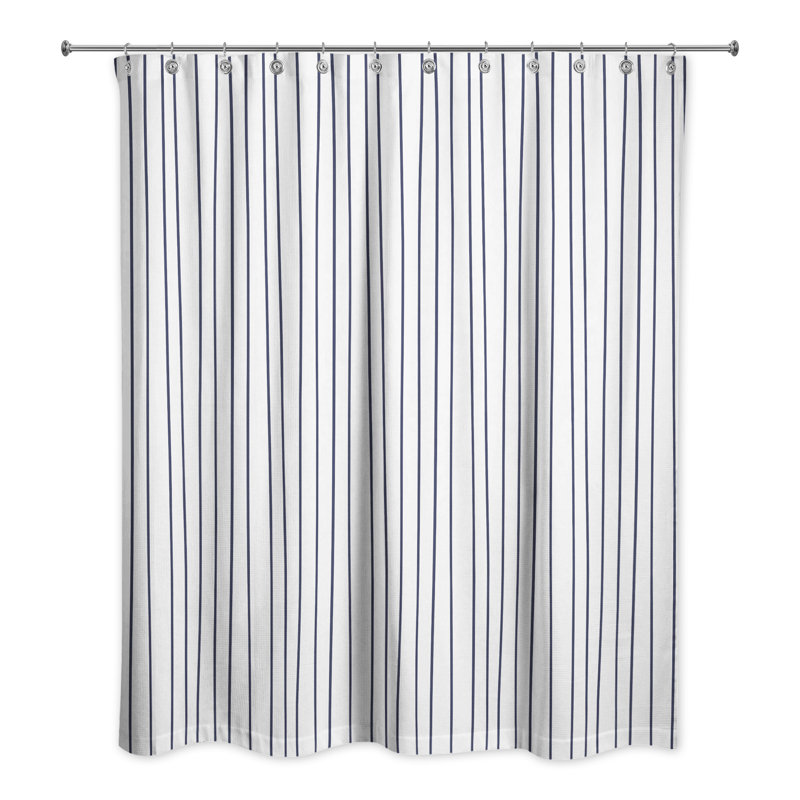 Wagar Striped Shower Curtain, Navy