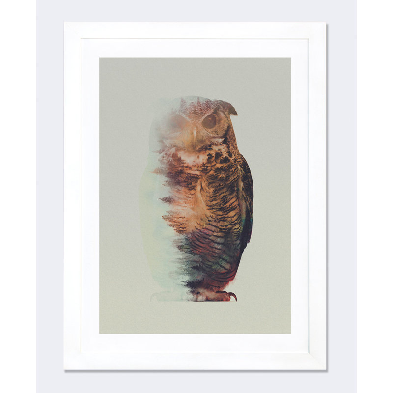 « hibou lie », impression, H 24 po x l 16 po x P 1 po, Papier encadré blanc