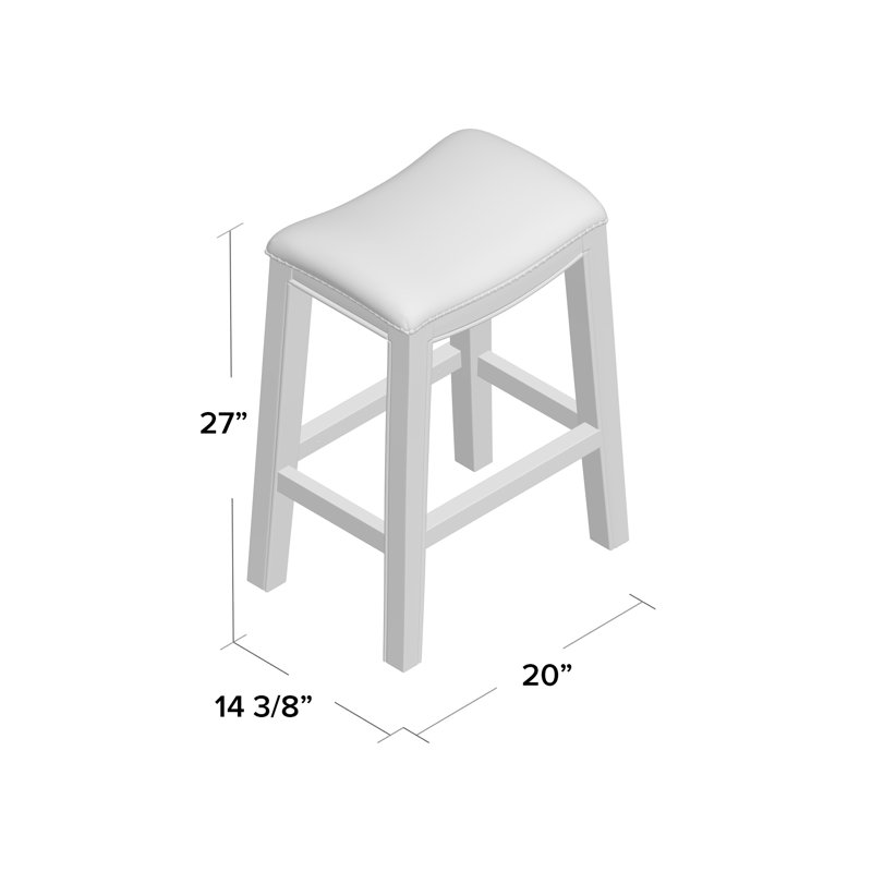 Alamea Linen Nailhead Saddle Counter Stool with Birch Legs, Linen/Brown