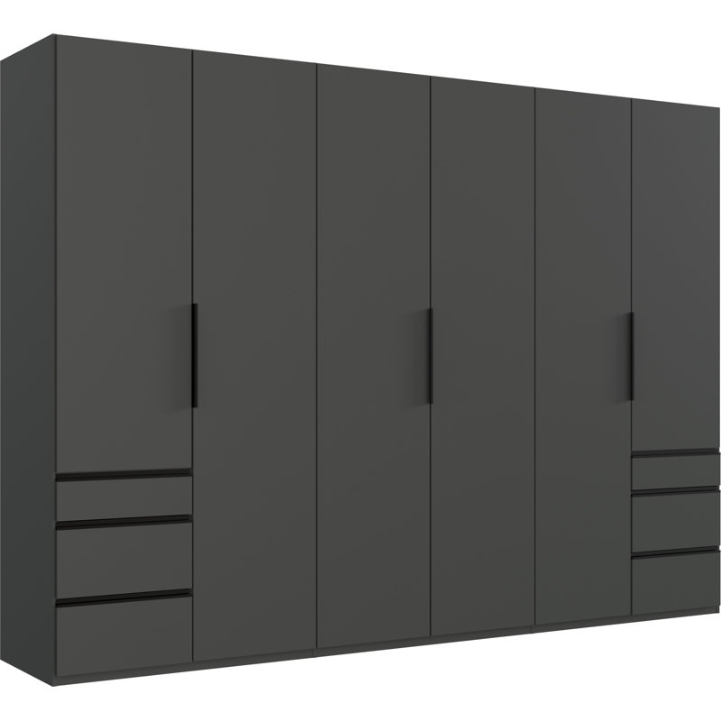 Guardino 6 Door Wardrobe, 216cm H x 300cm W x 58cm D, Graphite