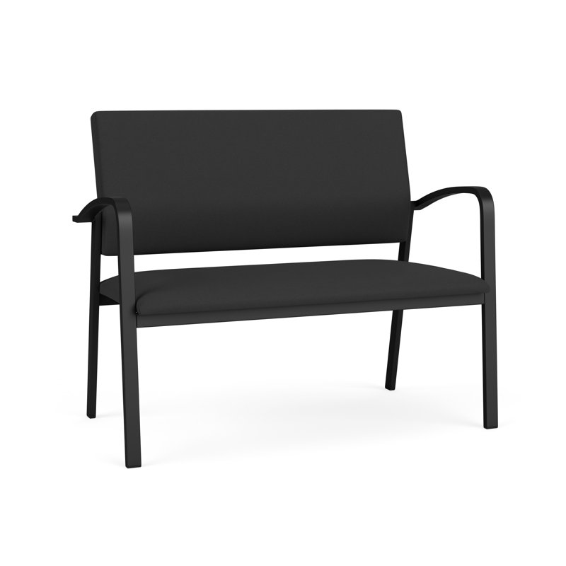 Newport Waiting Reception Loveseat Metal Frame, Black, Open House Graphite