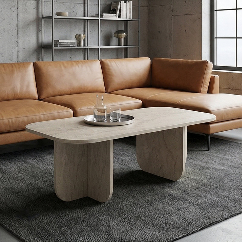 Table basse Arlo, Travertin, Marbre