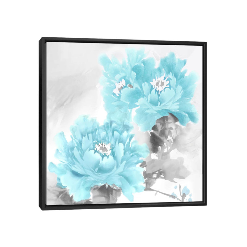 «Flower Bloom in Aqua II» par Jesse Stevens - Giclée sur toile tendue avec châssis, H 18 po x l 18 po x P 1,5 po