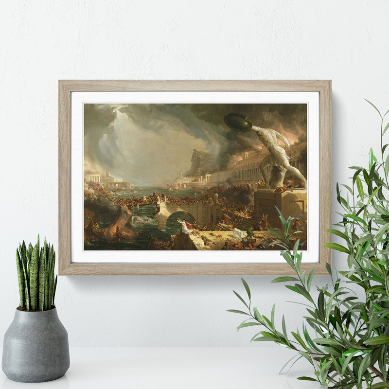 Course of the Empire Destruction by Thomas Cole - Picture Frame Painting, Oak Framed, 48cm H x 65cm W x 2cm D