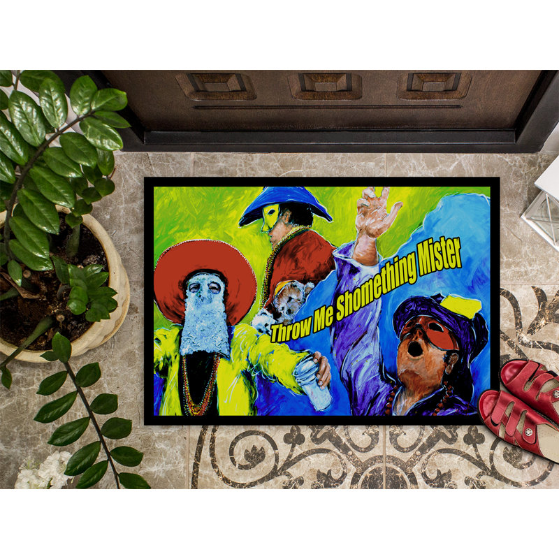 Tapis de porte d’intérieur anti-dérapant mardi gras gras throw me atomiseur, Rectangle 2 pi x 3 pi