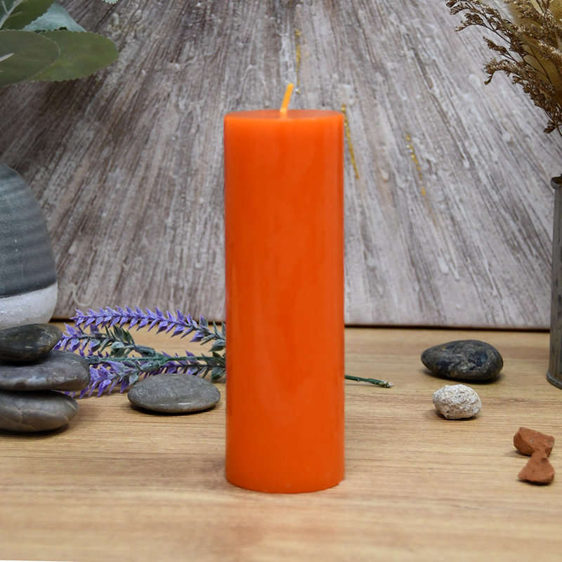 Bougie pilier orange 6 pouces, 24, Orangé, H 6 po x l 2 po x P 2 po
