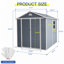 6 ft x 8 ft Resin Outdoor Storage, Plastic Garden Sheds with Floor and Lockable Door for Backyard, Lawn