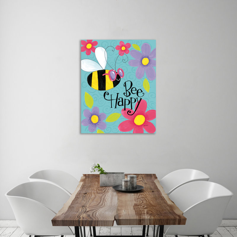 " Bee Happy " by Anne Tavoletti Painting Print, 45" H x 36" W x 1.5" D