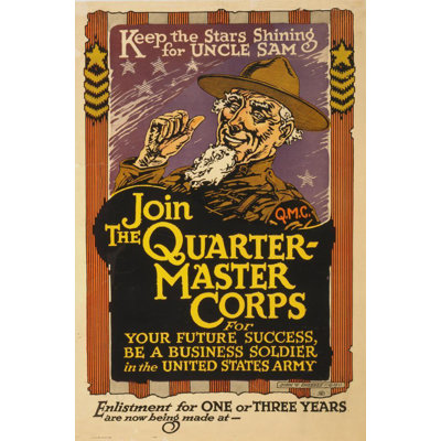 "Keep the Stars Shining for Uncle Sam - Join the Quartermaster Corps" by  John W. Sheeres - Gallery Wrap Canvas Wall Art
