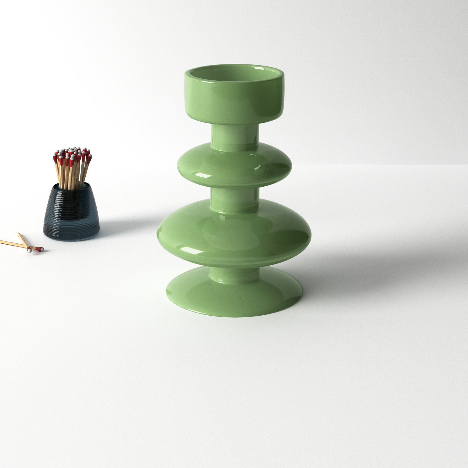 Geri Recycled Glass Tealight Holder, Green