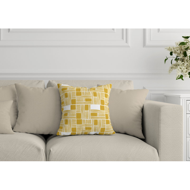 Housse et insert de coussin intérieur / extérieur Kapri, Jaune, 19 po x 19 po, Carré