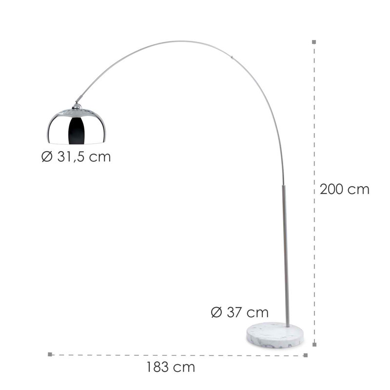 Nael 200cm Silver Arched Floor Lamp