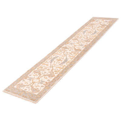 One-of-a-Kind 2'6" X 11'10" New Age Runner Wool Area Rug in Cream