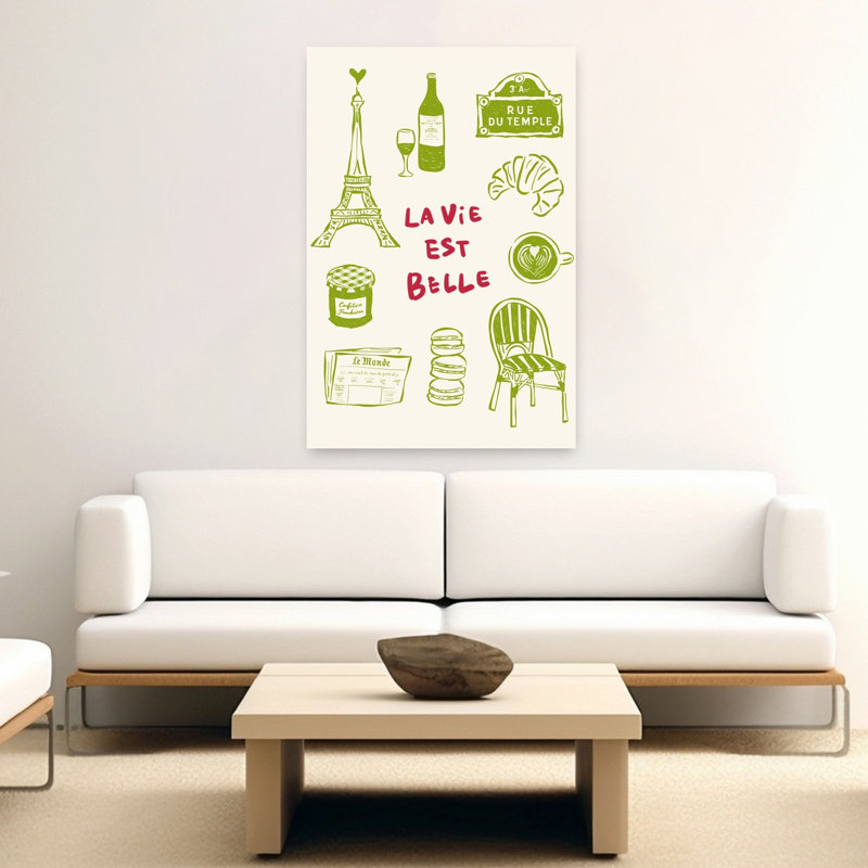 Charming Parisian Daily Life Classic Rustic Abstract City Architecture Wall Art Print by Rio Soley - Wrapped Canvas Print