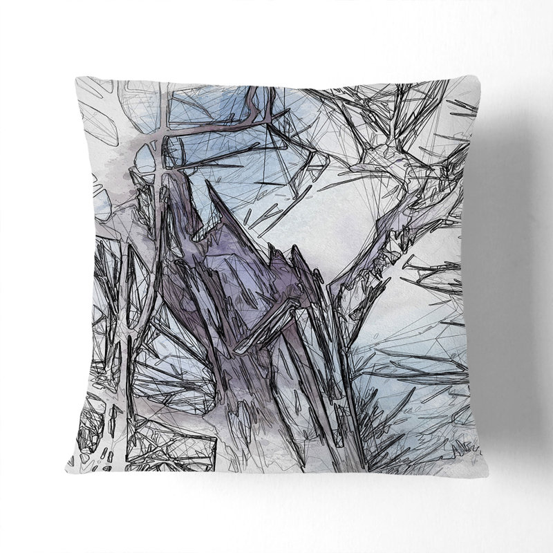 Tree at Wintertime Cushion with Filling, 55cm H x 55cm W x 20cm D, Stone