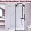 Porte de douche coulissante simple sans cadre de 44 po à l 48 po x H 72 po avec verre trempé transparent de 1/4 po (6 mm) d'épaisseur, revêtement facile à nettoyer, quincaillerie en acier inoxydable