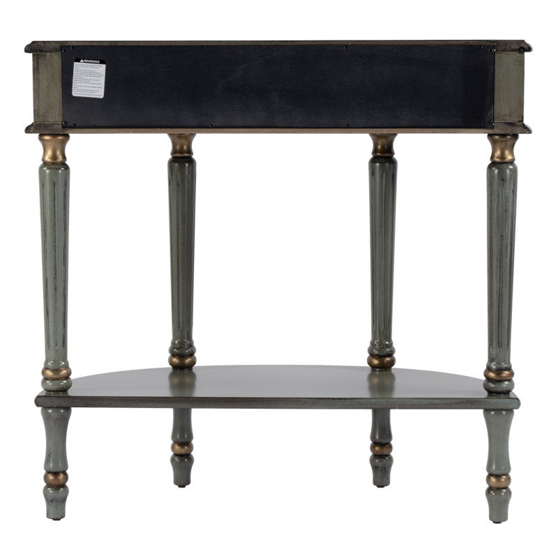 Mozart Demilune Console Table with Storage, Antique Green