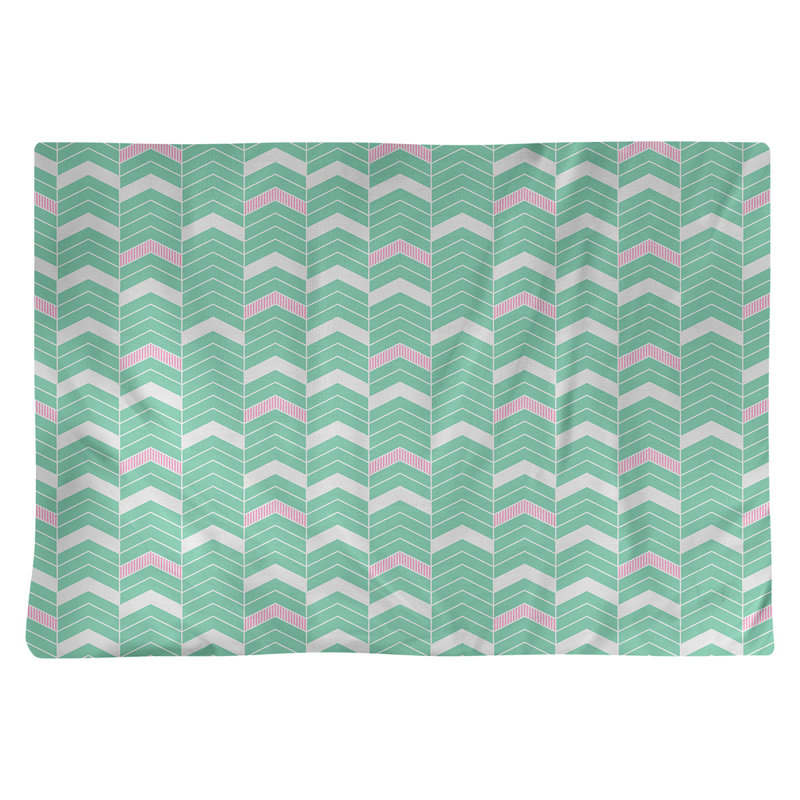 Récapitulatif à chevrons 18" lineed Stephenie, Vert et rose, Coton