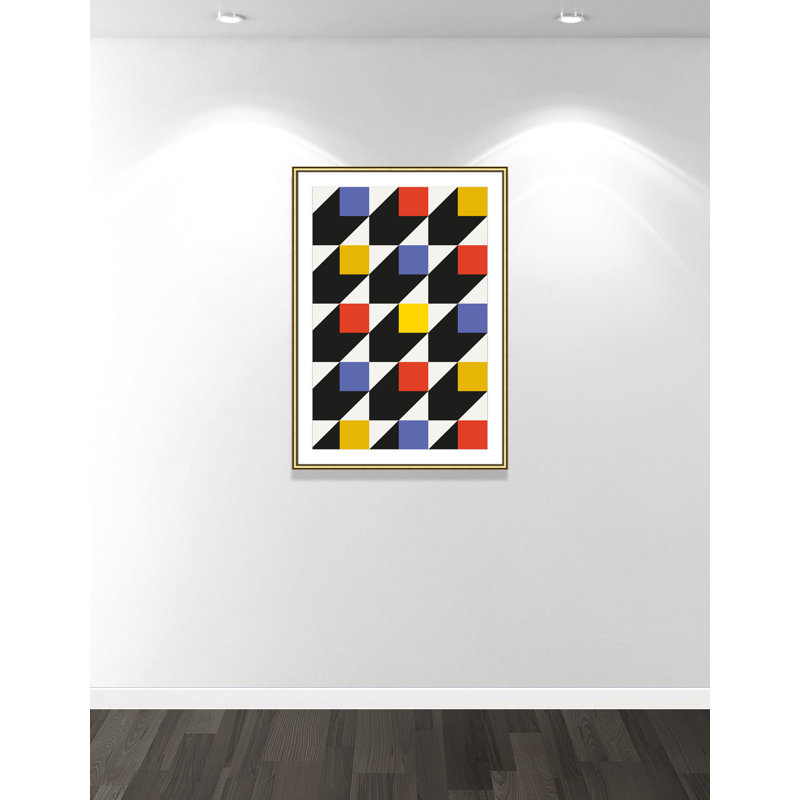 Imprimé géométrique de couleur par Rosalinda, 30.75'' W x 42.75'' H, Imprimé mat, Or classique