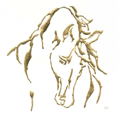 Étalon doré sur fond blanc