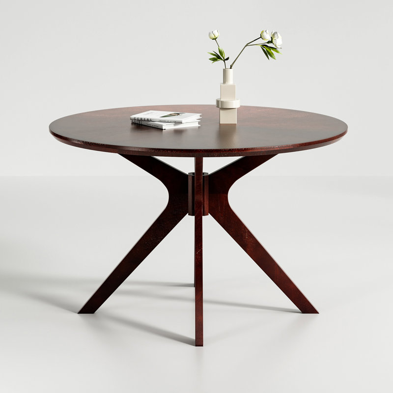 Bergmans Ash Round Solid Wood Dining Table, Dark Walnut Top/Dark Walnut Base