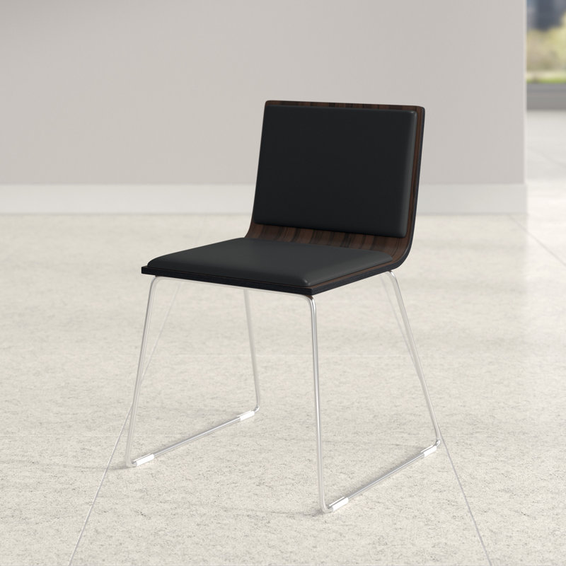 Sawyer 18'' H Upholstered Metal Dining Chair, Black Faux Leather