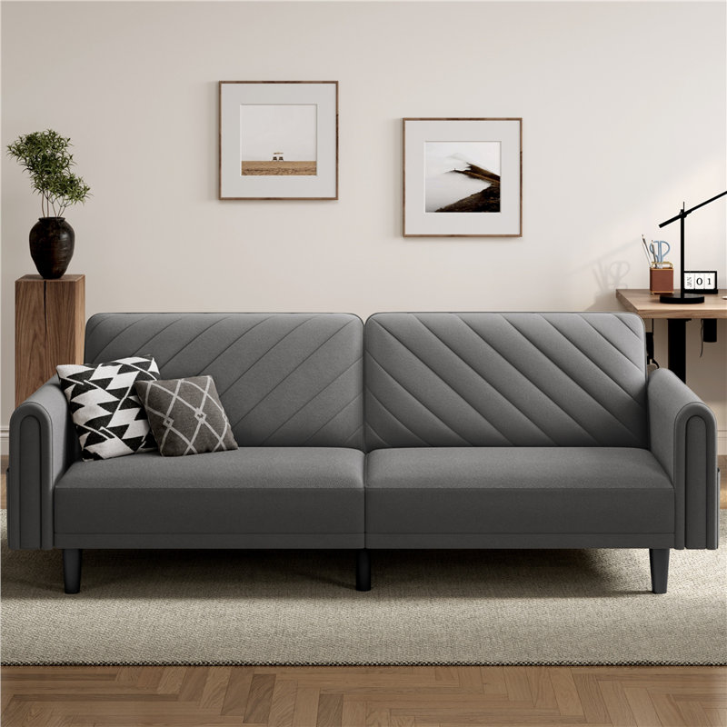 3-Seater Sofa Bed With Adjustable Backrest, Dark Grey