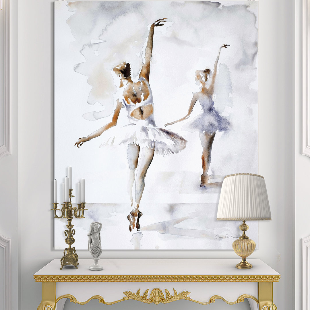 Watercolors Ballerinas Dance II - Wrapped Canvas Painting Print East Urban Home 