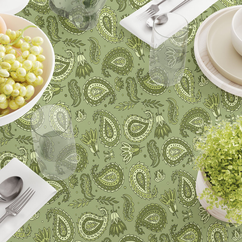 Rectangular Paisley Cotton Twill Tablecloth
