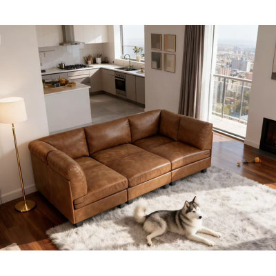 Canapé modulaire large avec repose-pieds