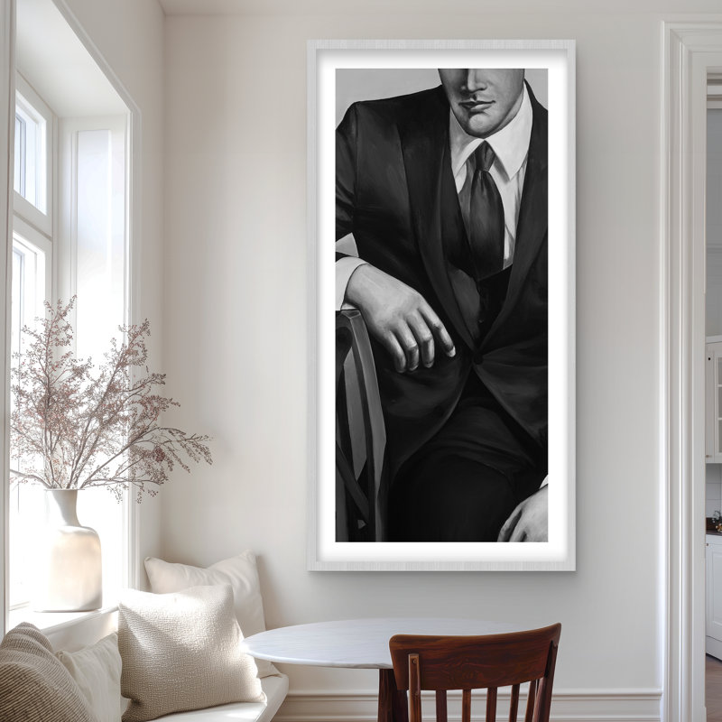 Homme d'affaires - Reproduction matte encadrée noire pour la décoration intérieure