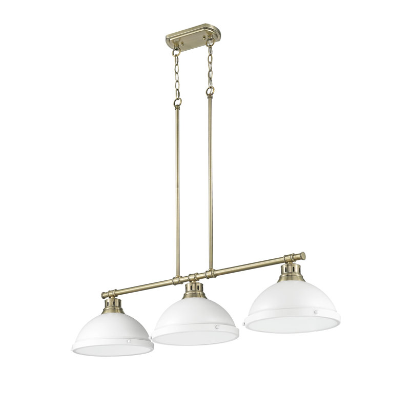 Laramy 3-Light Linear Pendant, Aged Brass, White